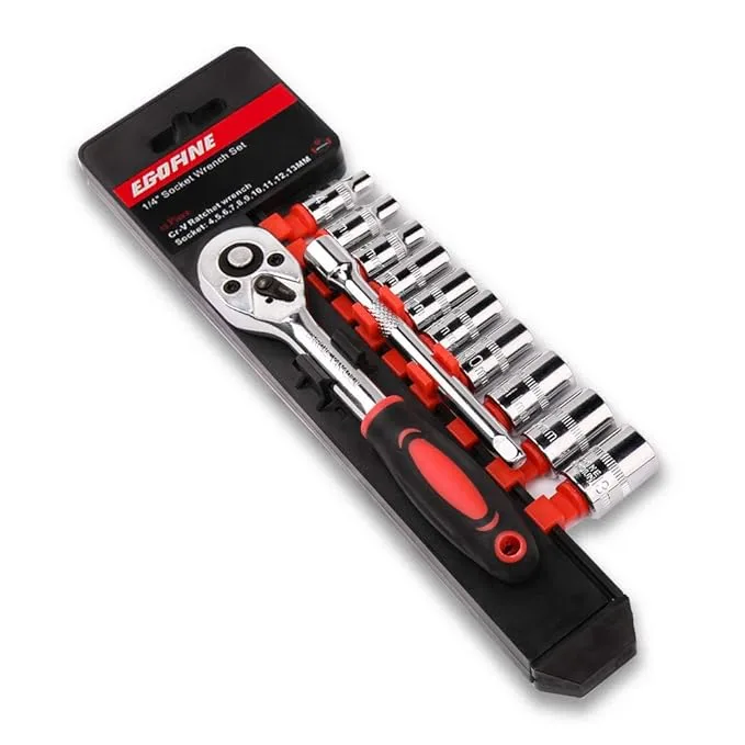 Socket sets on a plastic holder, CrV